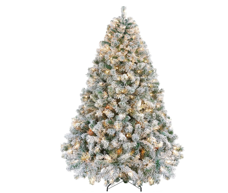 Snow Flocked Full Prelighted Xmas Tree