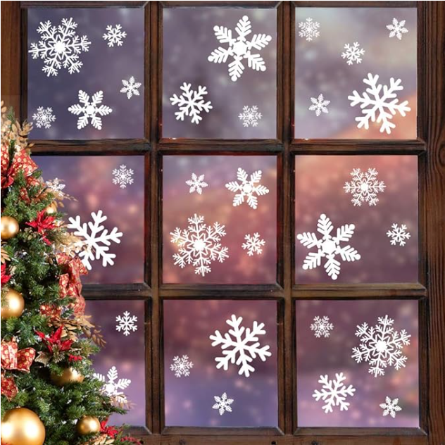 Christmas Window Clings Snowflakes Window Decals Static Window Stickers for Christmas Decorations Window